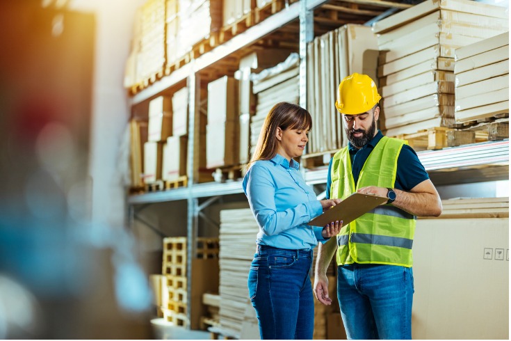 A job analysis expert conducts a job analysis by asking a warehouse employee about the tasks he performs in his role.