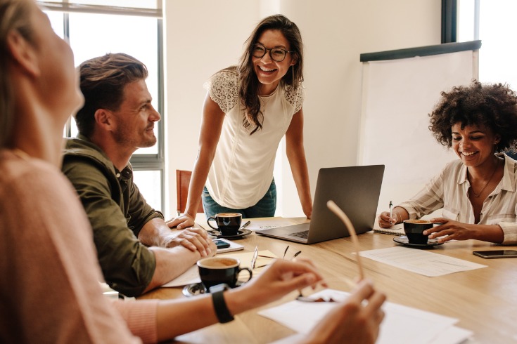 Group of office workers meeting up to talk about mental health week October 2020